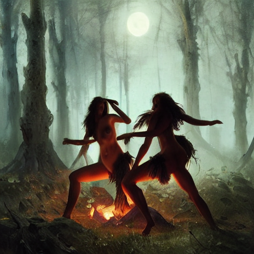 Witches Dancing Around Fire