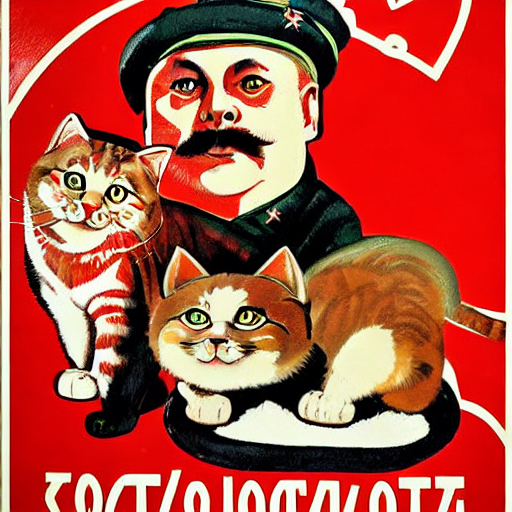Soviet Socialist Realism Poster Cats
